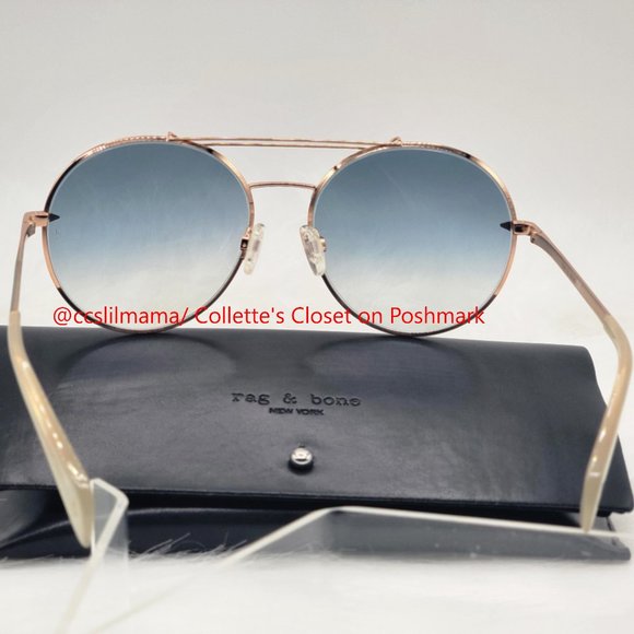 rag & bone 59 mm Round Metal Aviator Sunglasses - Picture 3 of 14